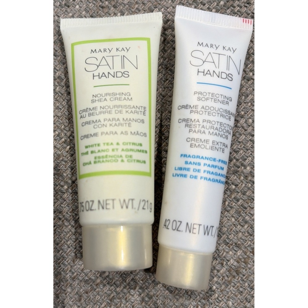 Mary Kay Satin Hands Pampering Set Travel Sz White Tea Cream Lotion & Softener